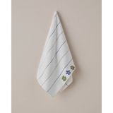 Floral Line Pamuk Nakışlı Yüz Havlusu 50X80 cm Beyaz