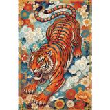 Floral Tiger Notebook: Japanese Ornamental A5 Lined Notebook (Imperial Japan Collection)