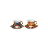 Florance Bone China Porselen Mavi Kırmızı Desenli Ayaklı 4 Lü Çay Fincanı Seti Lyhd 615
