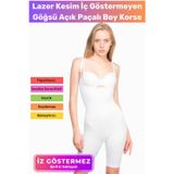 Floranova Deluxe Toparlayıcı Lazer Kesim İz İç Göstermeyen Kaymaz Şekillendirici Göğsü Açık Paçalı Boy Korse