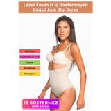 Floranova Özel Üretim Lazer Kesim İz Göstermeyen Kaymaz Toparlayıcı Vücut Şekillendirici Göğsü Açık Slip Korse