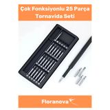 Floranova Premium Üretim Dayanıklı Mıknatıslı Laptop Gözlük Saat Mini Plastik Kutulu 25 Parça Tornavida Seti