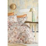 Florantin 210 Tc (83 Tel) Dijital Pamuk Saten Nevresim Takımı Aile Seti - Bej - 160 x 220 cm