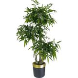 florayapaycicekcom 3 gövdeli bambu ağaç yapay ıslak doku siyah gold saksı svm.1286