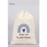 Florence Event Kişiye Özel Isim Yazılı Baskılı %100 Pamuk Ham Bez Çocuk Kıyafet Kesesi 30x40 Cm