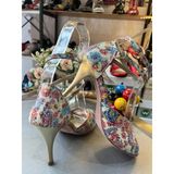 Florencia Renkli Çatlak Desenli 8,5 Cm 13 Pont Kelebek Model Tango, Dans Ve Salon Ayakkabısı