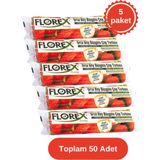 Florex 5 Rulo Orta Boy Büzgülü Çöp Torbası 55 x 60 cm Çilek Kokulu Kırmızı Renkli
