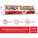 Florex Avantaj Seri Çilek Kokulu Büzgülü Büyük Boy Çöp Poşeti x 10 Rulo - 65 x 70 cm