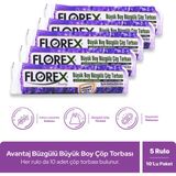 Florex Avantaj Seri Lavanta Kokulu Büzgülü Büyük Boy Çöp Poşeti x 5 Rulo - 65 x 80 cm