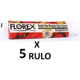 Florex Çilek Kokulu Büzgülü Büyük Boy ( 65X70 cm ) Çöp Poşeti Kırmızı 5 Rulo 10*5=50 Adet - 65 x 70 cm