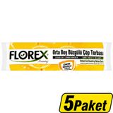 Florex Çöp Torbası Orta Boy 55 cm x 60 cm Sarı Limon Kokulu Büzgülü 10'lu x 5 Paket - Çok Al Az Öde