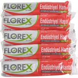 Florex Endüstriyel Hantal Siyah Çöp Poşeti 100x150cm 5 Rulo Kokusuz ve Dayanıklı Özellikte - 100 x 150 cm