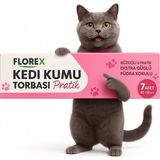 Florex Kedi Kumu Torbası Pudra Kokulu Ekstra Güçlü Büzgülü 7'li 82 x 50 cm Şeffaf Plastik - 87 x 50 cm