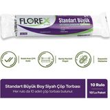 Florex Standart Büyük Boy Siyah Çöp Poşeti x 10 Rulo
