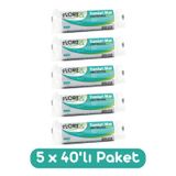 Florex Standart Mini Boy Çöp Torbası 44x45 Cm 40'lı Rulo Beyaz 5 Rulo (200 Adet)