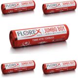 Florex - Tıbbi Atık Çöp Poşeti Jumbo 80x110 Baskılı Kırmızı 10 Yaprak - 5 Rulo