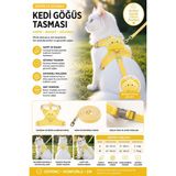 Floria Kedi Göğüs Tasması ve Gezdirme Tasması Seti - Ayarlanabilir, Kaçma Önleyici, 120CM Kayış - Sarı