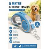 Floria Otomatik Köpek Kedi Gezdirme Tasması Ergonomik Kilitli Kayış - 5 Metre - Mavi