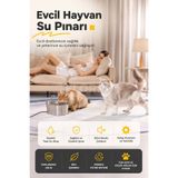 Floria Paslanmaz Çelik 3,2 L Kedi Su Pınarı | Ultra Sessiz Çeşme | 304 Çelik | BPA İçermez | Otomatik Sürekli Akan Su