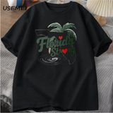 Florida Strong Graphic T Shirts Cotton Casual Short Sleeve Tshirts Male Printed Graphic Tees - Siyah - XL
