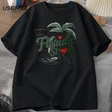 Florida Strong Graphic T Shirts Cotton Casual Short Sleeve Tshirts Male Printed Graphic Tees - Siyah