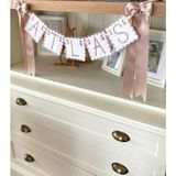 Florije Baby Kişiye Özel Nakışlı Harfli Banner– Bebek Odası Dekoru, Kapı Süsü, Flama, İsimlik, Beşik Süsü Bej - 4