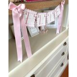 Florije Baby Kişiye Özel Nakışlı Harfli Banner– Bebek Odası Dekoru, Kapı Süsü, Flama, İsimlik, Beşik Süsü Pembe - 8
