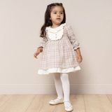 Florije Baby Livia – Bej Ekose Kız Bebek Kışlık Elbise 6–24 Ay - 18 - 24 Ay