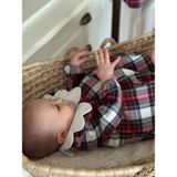 Florije Baby Lora– Kırmızı Ekose Kız Bebek Elbisesi | Bebe Yaka Detaylı, Şık Yılbaşı Elbisesi 6-24 Ay - 6 - 9 Ay