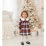 Florije Baby Lora– Kırmızı Ekose Kız Bebek Elbisesi | Bebe Yaka Detaylı, Şık Yılbaşı Elbisesi 6-24 Ay - 9 - 12 Ay