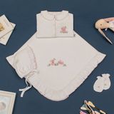 Florije Baby Pink Rabbit El Işi Organik Yenidoğan Hastane Çıkış Seti Fırfırlı Pembe - 0 - 3 Ay