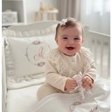 Florije Baby Somon Geniş Dantel Detaylı Kız Bebek Tulumu - 3 - 6 Ay