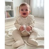 Florije Baby Somon Geniş Dantel Detaylı Kız Bebek Tulumu - Bej - 9 - 12 Ay