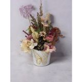 Florivya Kelebek Desenli Saksıda Happy Mother's Day Yapay Çiçek Aranjmanı Anneye Hediye Dekoratif Tasarım