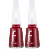 Flormar 406 Dark Red 2'li Nail Enamel Uzun Süre Kalıcı Besleyici Oje