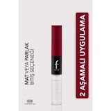Flormar Duoglam Yüksek Pigmentli Kremsi Likit Ruj & Ultra Kalıcı Dudak Parlatıcısı - 008 Attractive Look - BORDO