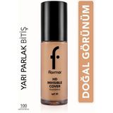 Flormar Invisible Cover Hd Fondöten Yarı Parlak Bitişli Hafif Yapılı SPF30 ile Cilt Koruma - 100 Medium Beige