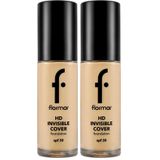 Flormar Invisible Cover HD Hafif Yapılı & Yarı Parlak Bitişli SPF30 Fondöten 060 IVORY (2 paketi)