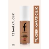 Flormar Perfect Coverage 136 Chesnut Yoğun Kapatıcı Su Bazlı Fondöten