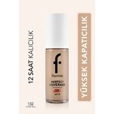 Flormar Perfect Coverage Su Bazlı Fondöten 132 Natural Beige Yüksek Kapatıcılık ve SPF 15 ile Pürüzsüz Bitiriş - BEJ5