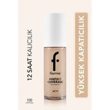 Flormar Perfect Coverage Su Bazlı Yoğun Kapatıcı Fondöten 100 Light Ivory SPF 15 Yüksek Kalıcılık