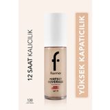 Flormar Perfect Coverage Yoğun Kapatıcı Su Bazlı Fondöten (SARI ALT TON) -130 Light Beige -8682536070539