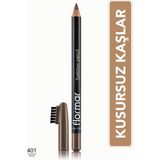 Flormar-Tarayıcı ve Dağıtıcı Fırça Kapaklı Eyebrow Pencil Kaş Kalemi (401 Açık Kahve) 8690604109418
