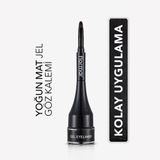 Flormar Yoğun Pigmentli Mat Bitişli Kendinden Fırçalı Jel Eyeliner 001 Siyah