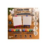 Floroon gift 2 Kişilik Mini Tuval Boyama Seti | 2 Adet 10x10 Tuval | 2 Adet Plastik Mini Şövale | 2 Adet 6 Renk Boya | 2 Adet Fırça | 2 Adet Hediye Taş Tozu Figür