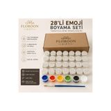 Floroon gift 28'li Emoji Boyama Seti | Mini Taş Tozu Boyama Kiti | Çocuk ve Yetişkin Hobi Boyama Seti | Kendin Boya | Aktivite | Arkadaşa | Sevgiliye