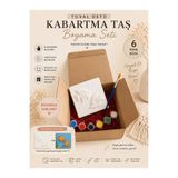 Floroon gift Tuval Üstü Kabartma Taş Boyama Seti | Balık Figürlü 10x10 cm Kendin Yap Hobi Etkinlik Kiti (6 Renk Boya + Fırça) | Aktivite | Sevgili | Arkadaşa