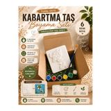 Floroon gift Tuval Üstü Kabartma Taş Boyama Seti | Kaplumbağa Figürlü 10x10 cm Kendin Yap Hobi Etkinlik Kiti (6 Renk Boya + Fırça) | Sevgiliye Hediye | Doğum Günü