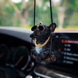 Floruit Araba için Sallanan Köpek Dikiz Aynası Aksesuarları, Fransız Bulldog Araba Asılı Süs Araba Kolye Ucu Sevimli Araba Aksesuarları Erkekler ve Kadınlar için Sevimli Araba Dekoru (Siyah)