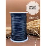 Floş Ip 2 mm (Sıçan Kuyruğu) (1 Bobin 100 Metre) Takı Aksesuar Kolye Bileklik - Siyah